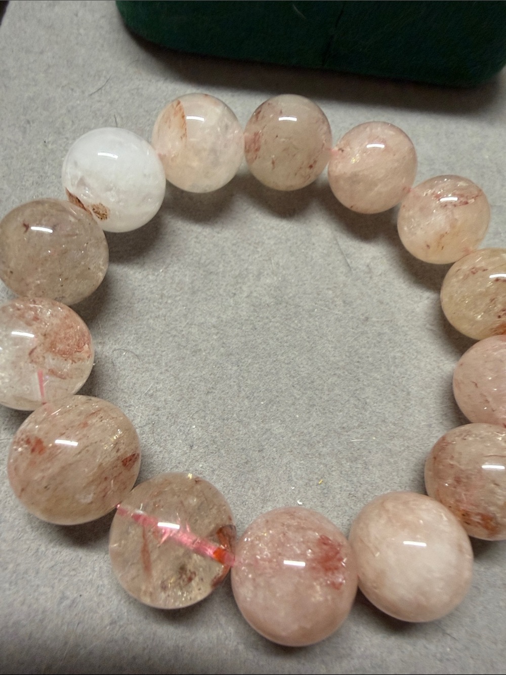 Sunstone Beaded Stretch Bracelet - Pink Peach
